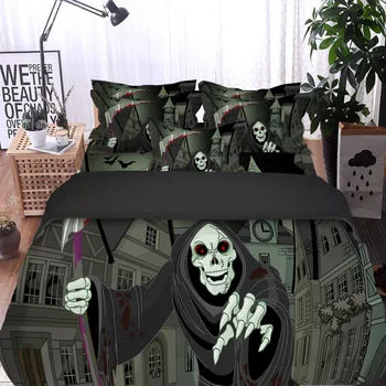 

Death is coming polyester bed linens set Twin Queen single double sizes bedding set Satan duvet cover set with pillowcases
