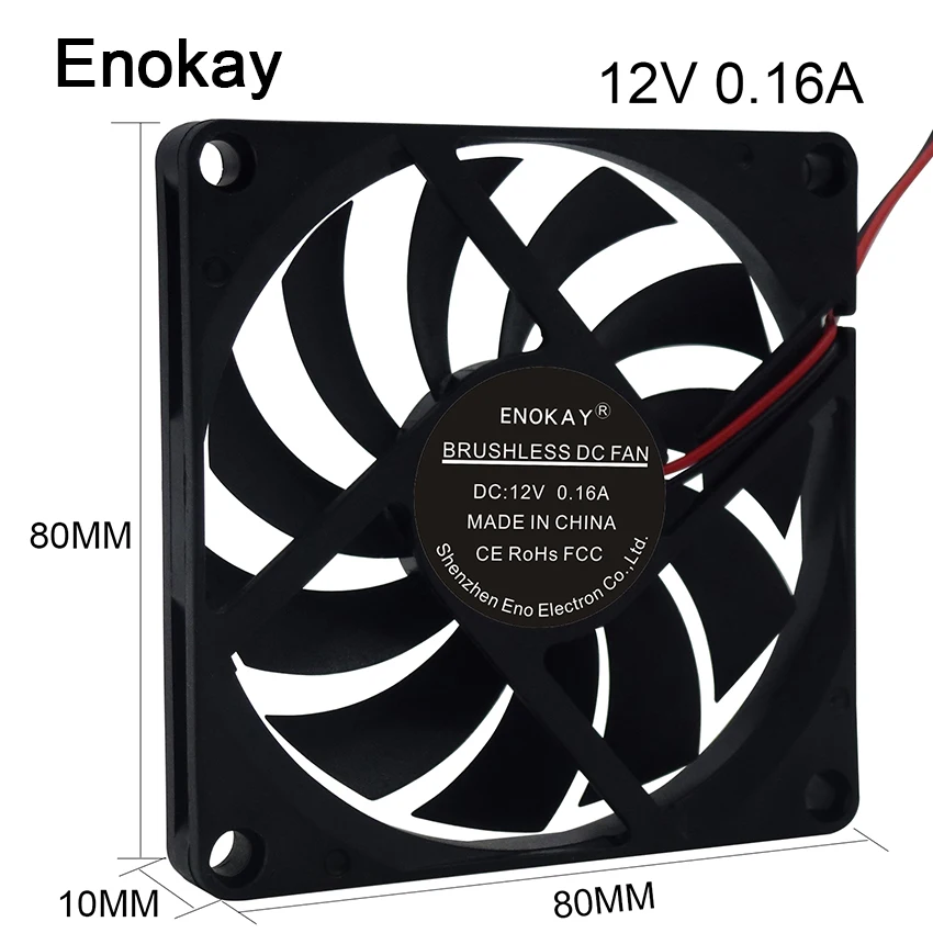 1PC Enokay 5V 12V 2 Pin 80x80x10m fan PC Computer CPU System Heatsink Brushless Cooling Fan 8010 with Grille | Компьютеры и офис