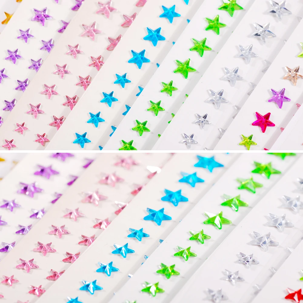 Multiple colors crystal rhinestone star patches 1 Sheet Self adhesive stickers For scrapbook craft Diamond pentagram sticker