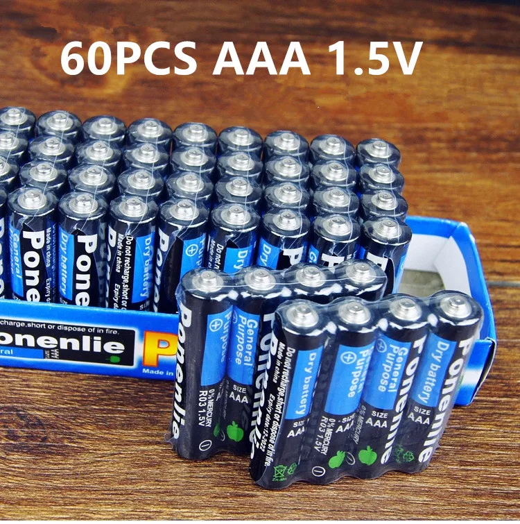 

60PCS High quality 1.5v battery AAA carbon battery safety strong explosion-proof 1.5 volt AAA battery UM4 Batery NO Hg