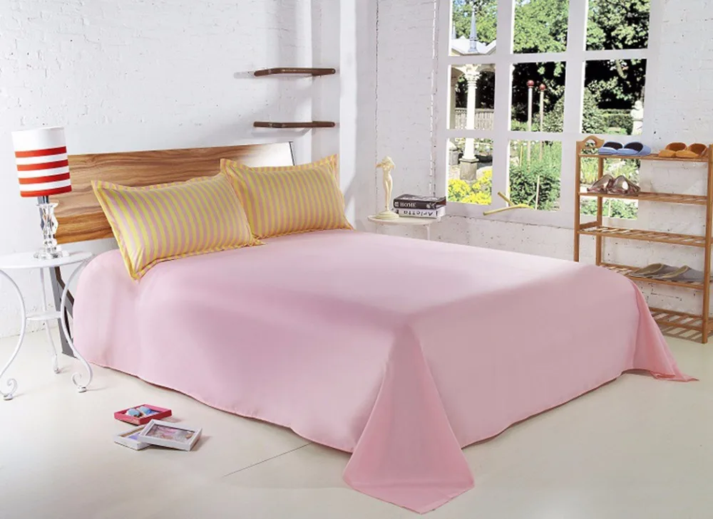 Flat Bed Sheet Polyester 1Pc Twin Full Queen Bed Linens Bed Sheet