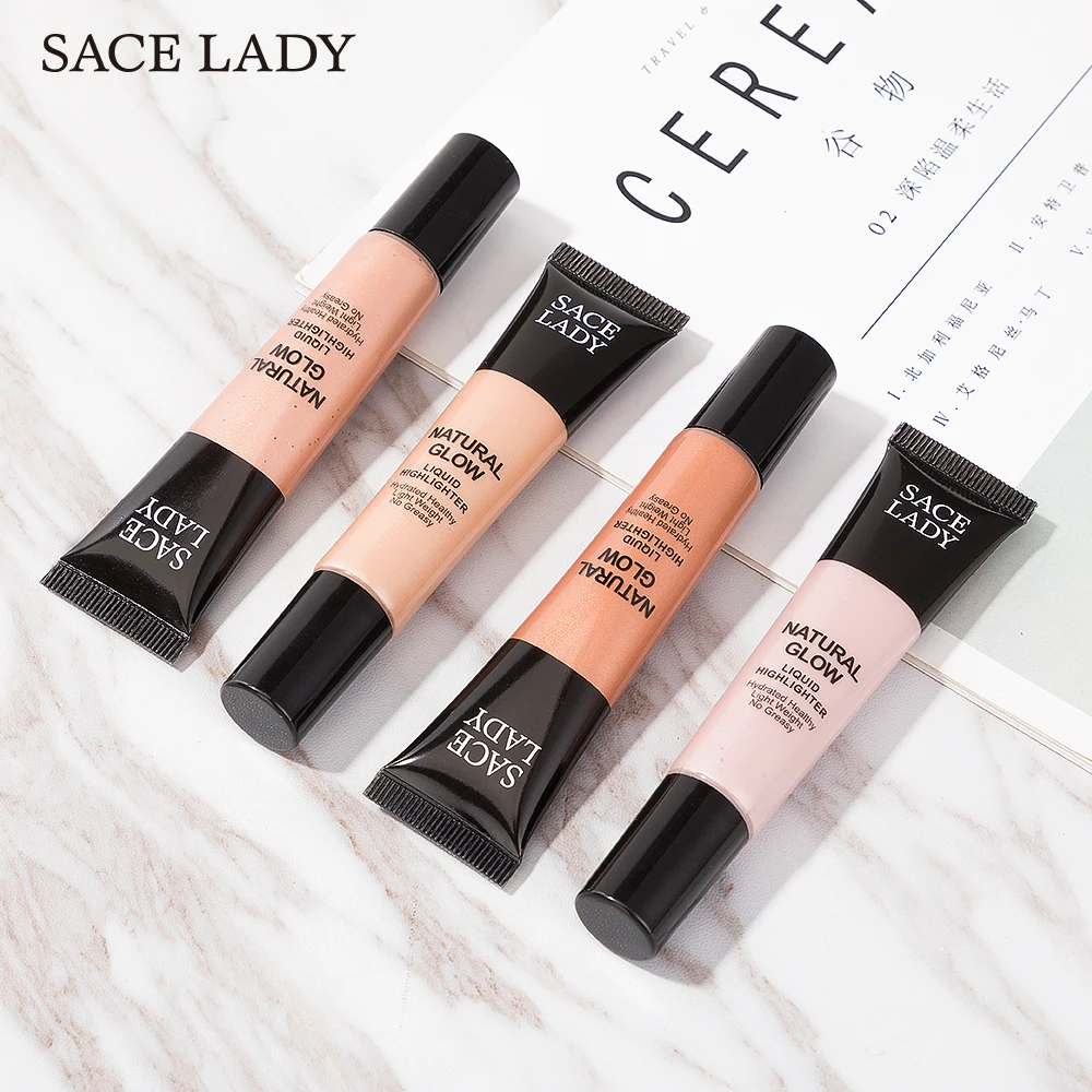 

Sace Lady 12ml Highlighter Illuminator shimery shine Gold Pink Brighten Liquid Face Highlighter Makeup