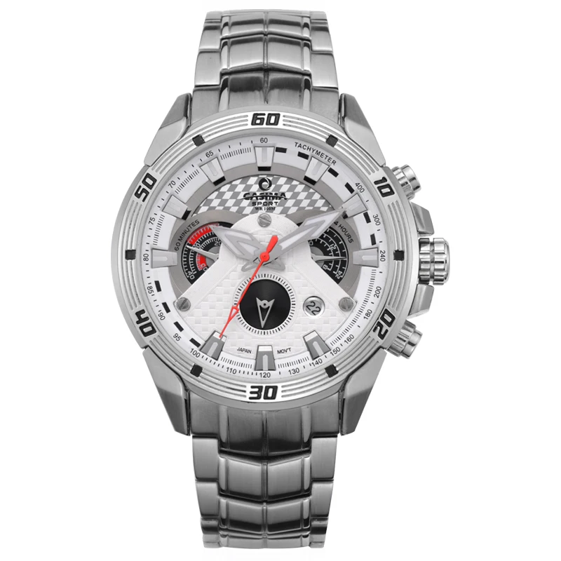 

CASIMA cool sport chronograph date luminous military men watch with stainless steel watchband waterproof 8201