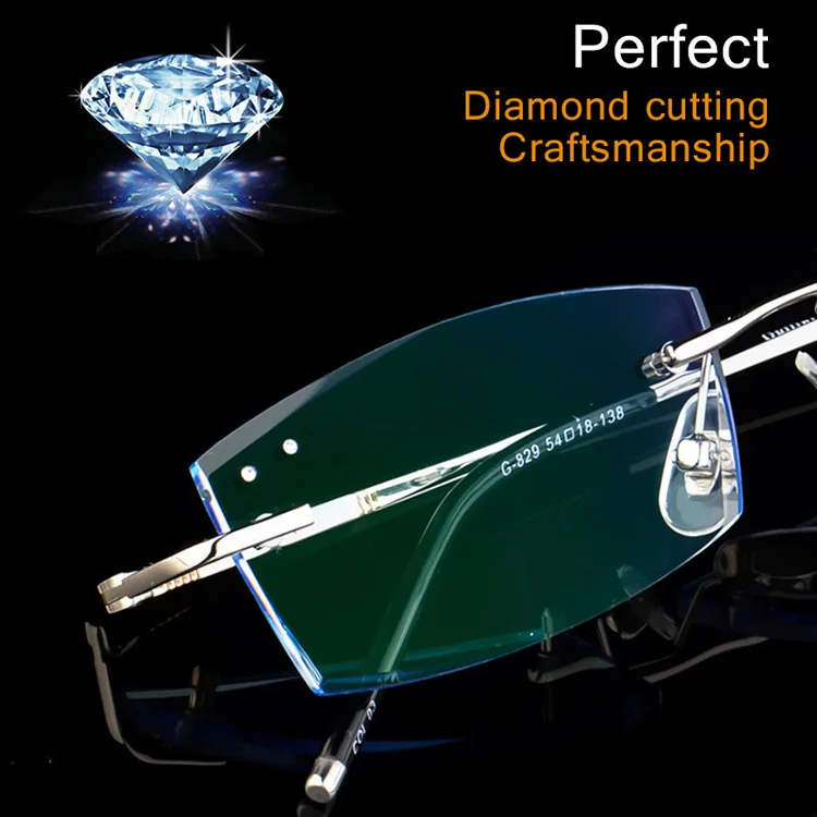 Алмазов отделан резки Титан очки без оправы человек Для женщин люксовый бренд оптически очки для чтения рецепт Q115