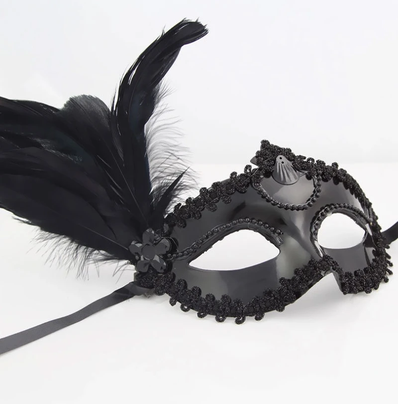 ハロウィン黒羽マスクベネチアコスチュームボール王女ハーフ顔パーティーマスク Costume Accessories Aliexpress