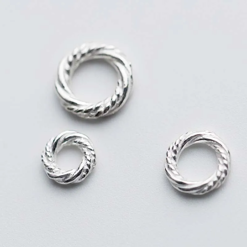 2pcs/lot 925 Sterling Silver Twist Craft Ring Connectors 8mm 9mm 11mm