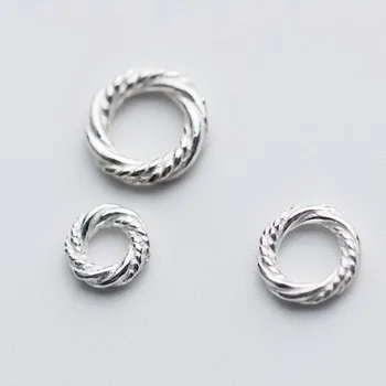

2pcs/lot 925 Sterling Silver Twist Craft Ring Connectors 8mm 9mm 11mm Handmade Circle Rings Charms DIY Jewelry Making For Women