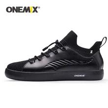 ONEMIX zapatos de skate zapatillas de deporte para hombres suave Micro de la fibra superior de cuero elástico suela zapatos de mujer zapatos caminando tamaño EUR 35-45