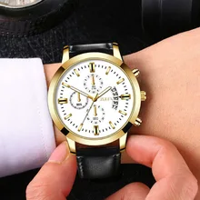 Calendar Watch Men Leather Strap Chronograph Date Quartz WristWatch Business Casual Watch for Man Clock Montre Homme Calendar Watch Men Leather Strap Chronograph Date Quartz WristWatch Business Casual Watch for Man Clock Montre Homme