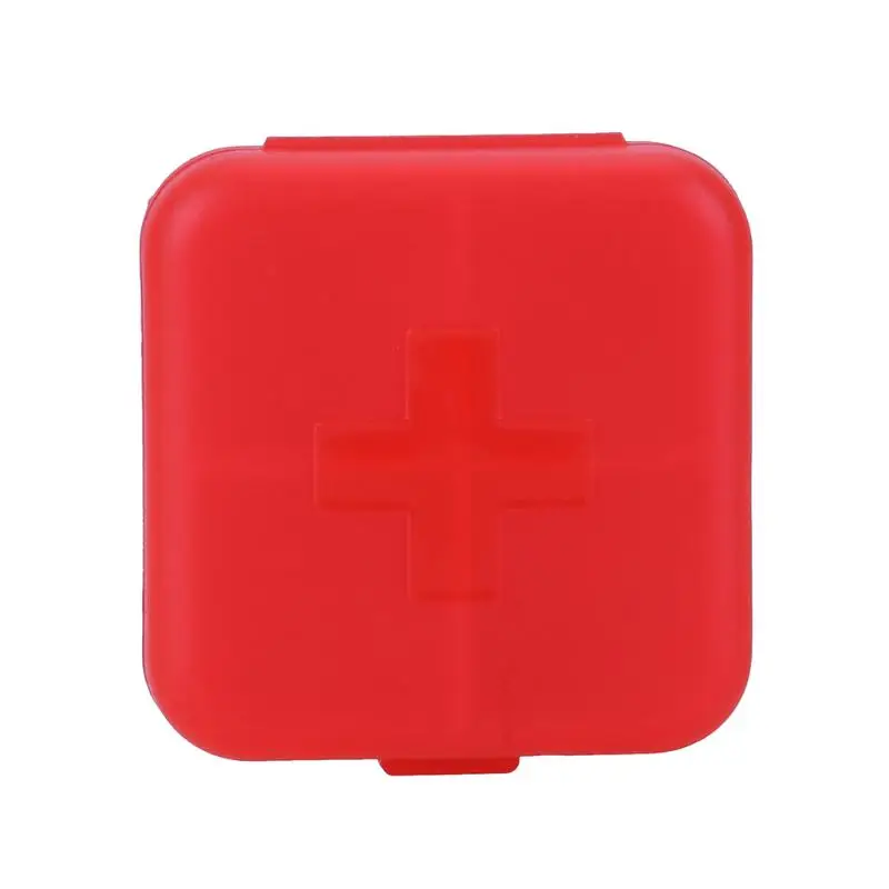 Медицинская коробка для лекарств для путешествий, 4 слота, органайзер для хранения - Цвет: Красный