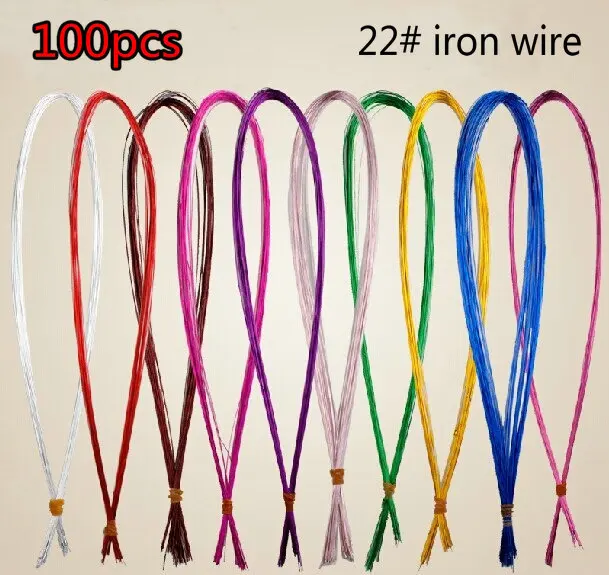 

100pcs/lot 22# Commonly used iron Wire For DIY nylon stocking flower 11 colors to choose Ronde flower Material Free shipping!