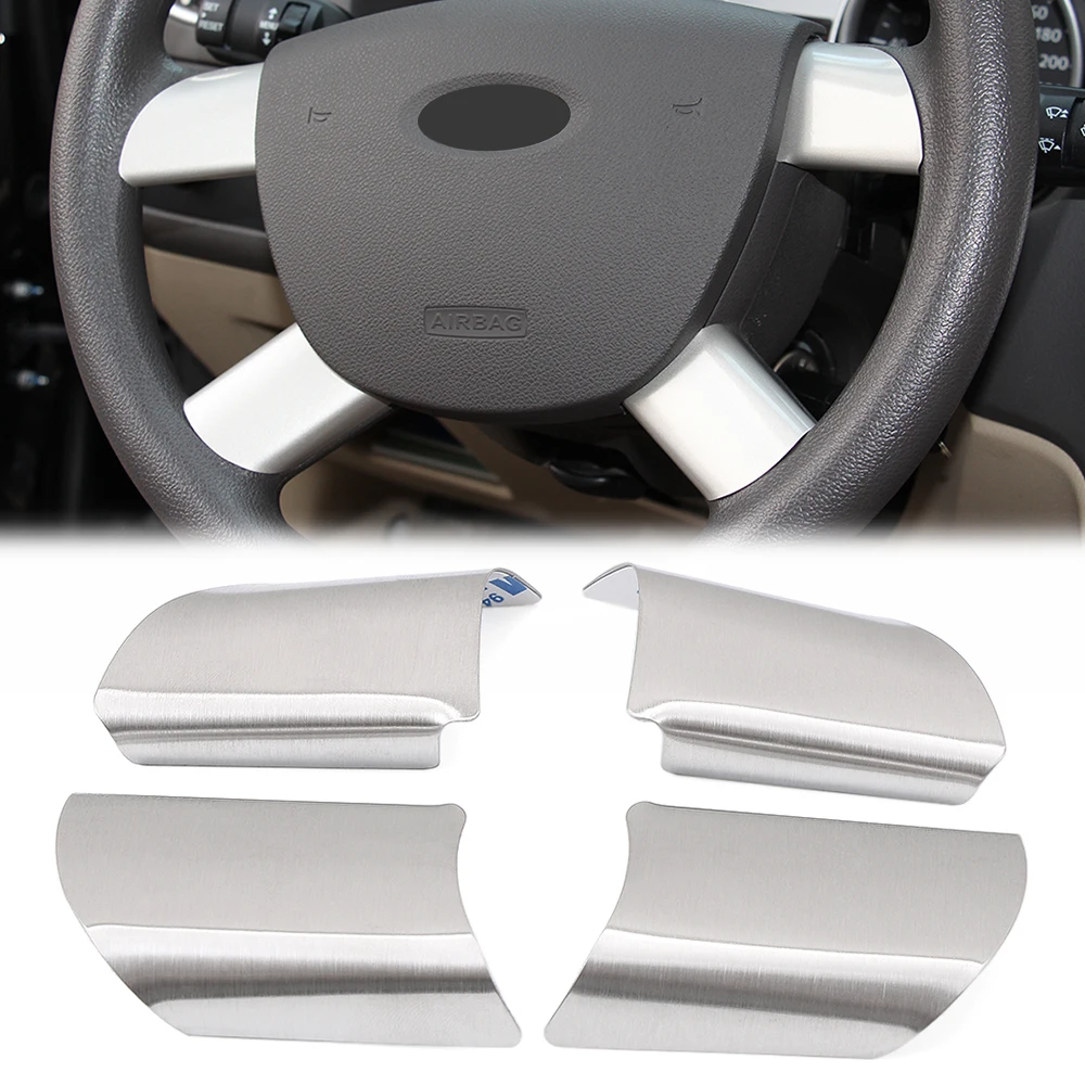 

4Pcs/Set Stainless Steel Steering Wheel Decoration Cover Trim Sticker for Ford Focus 2 MK2 2005 - 2011 Car Sticker Accessories