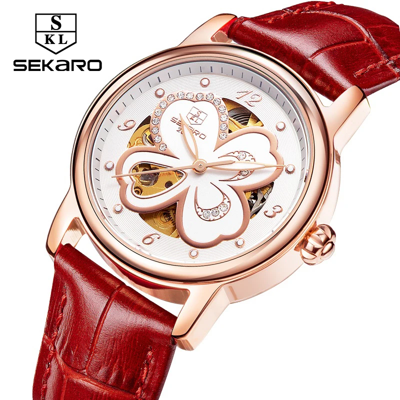 

Sekaro Clover Watch Women Top Brand Luxury Automatic Mechanical Waterproof Lucky Design Women's Wristwatch Gift Montre Femme