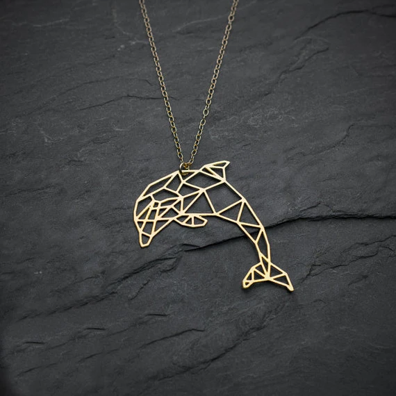NianDi модное ожерелье с дельфинами уникальное оригами ожерелье с рыбкой геометрический Дельфин кулон ювелирные изделия вечерние аксессуары YLQ0559