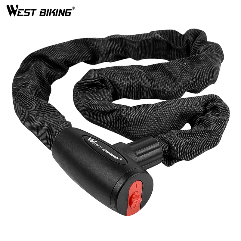 

WEST BIKING Bicycle Chain Lock Anti-theft Safety Bike Lock With Keys Reinforced Alloy Steel Motorcycle Cycling Chain Cable Lock