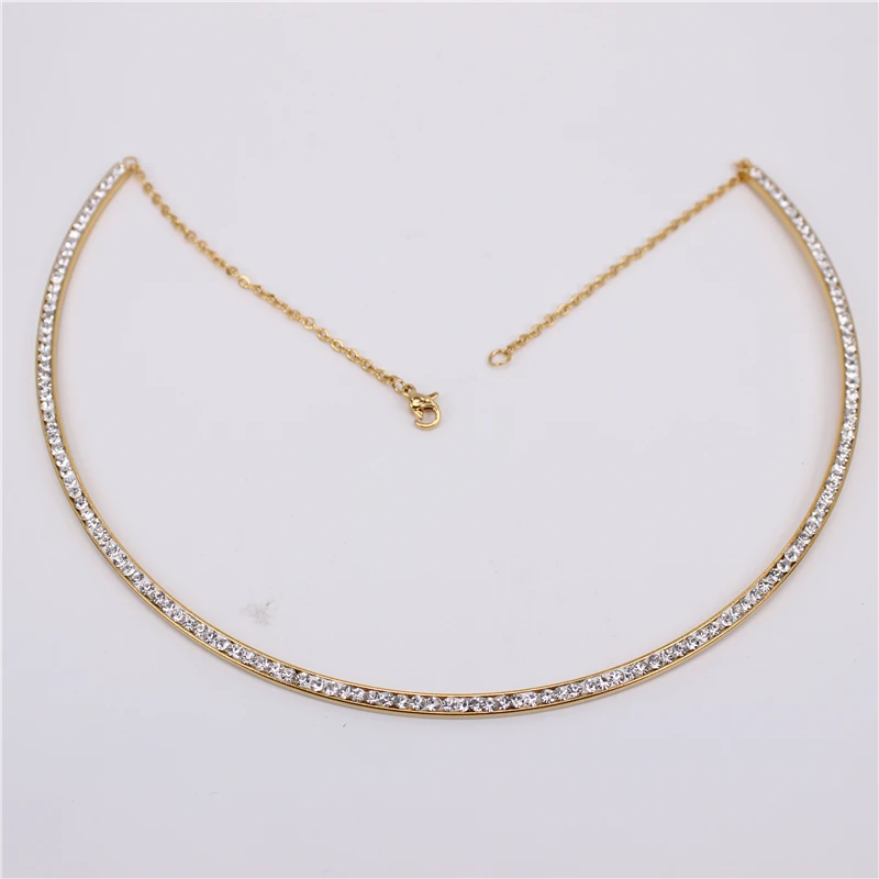 

Wholesale prices Free shipping Stainless steel Female hot sale jewelry Lobster clasp crystal collar LH602