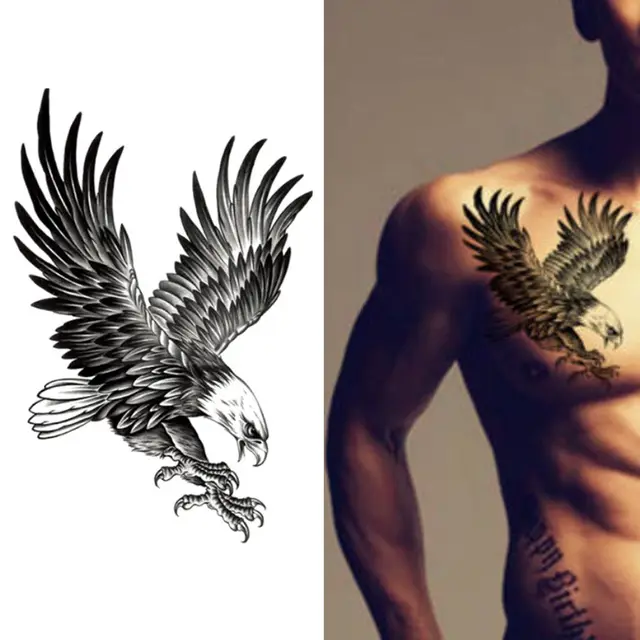 Pegatina de tatuaje temporal de águila para hombres y mujeres, arte corporal a prueba de agua, para brazo, hombro, pecho, gran oferta, nuevo Pegatina de tatuaje temporal de águila para hombres y mujeres, arte corporal a prueba de agua, para brazo, hombro, pecho, gran oferta, nuevo