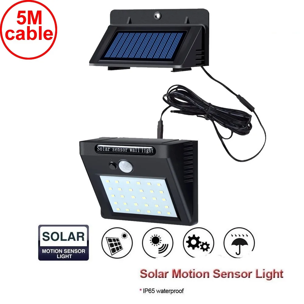 

30 leds solar light split mounting pIR motion sensor led indoor outdoor lamp waterproof ip65 for street garden patio home camps