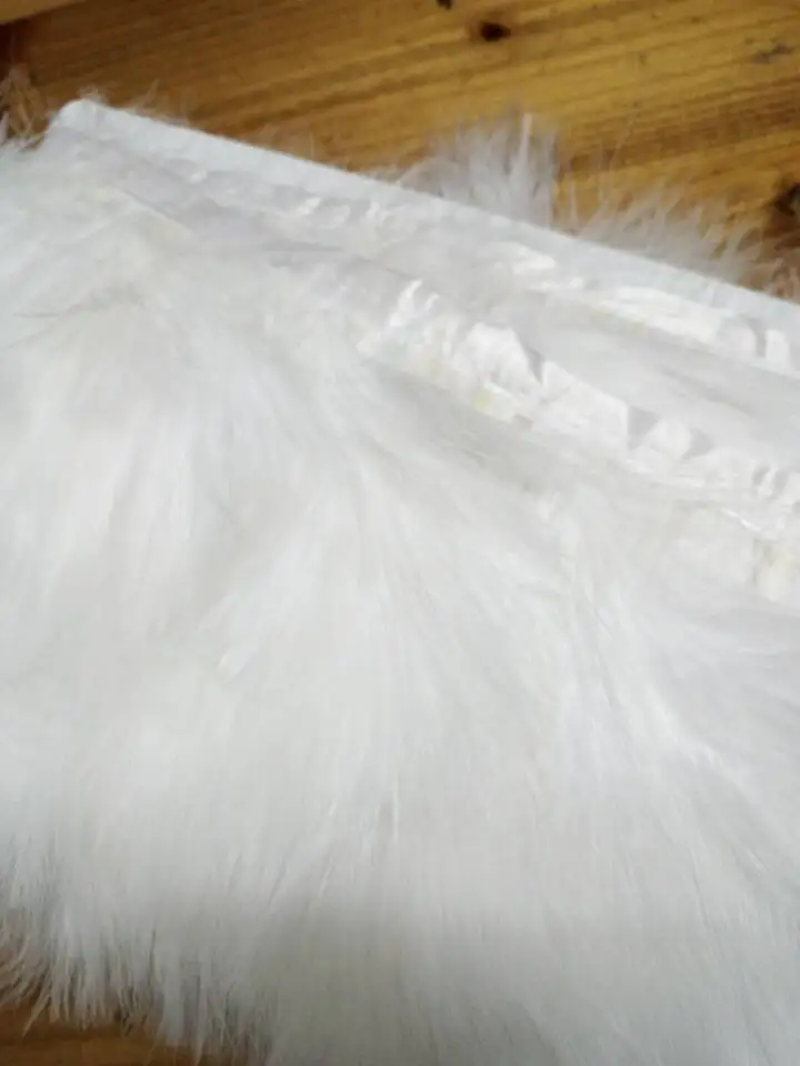 Совершенный 1 м высокое качество натуральный белый перо фазана ворсинок Лента 3-3,5 inch/8-9 см, декоративные "сделай сам"