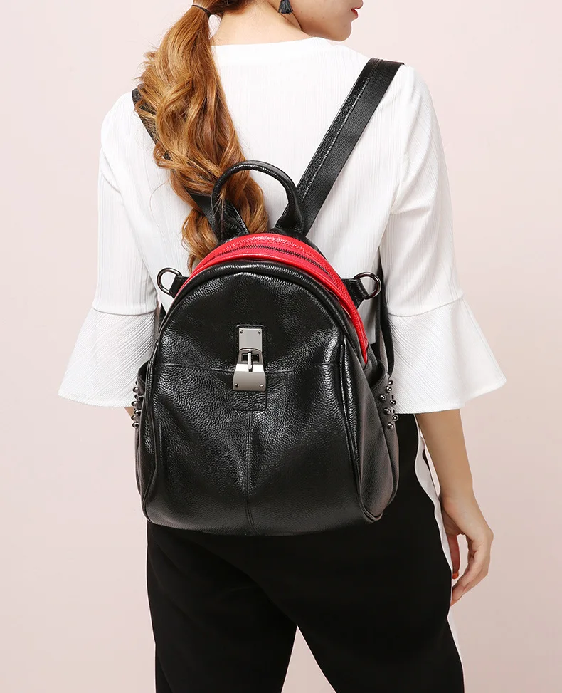 Women genuine leather backpack 12