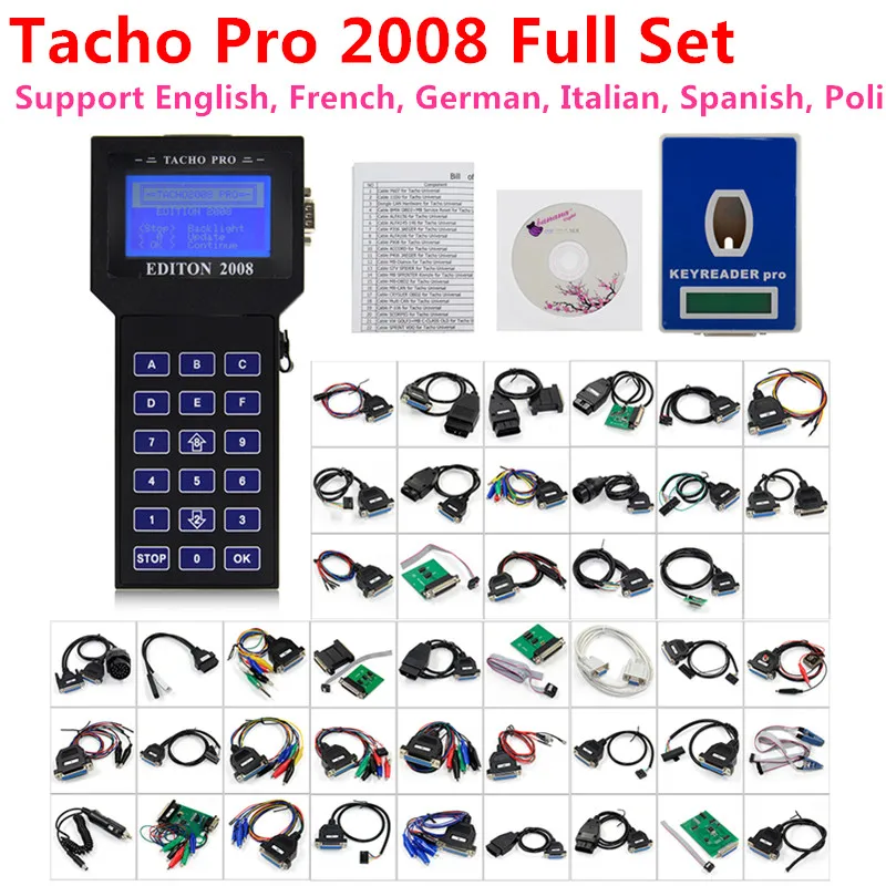 Лидер продаж Tacho Pro 2008 Разблокировать Тахометр Пробег коррекции тахометр универсальный тире программист без маркер инструмент диагностики
