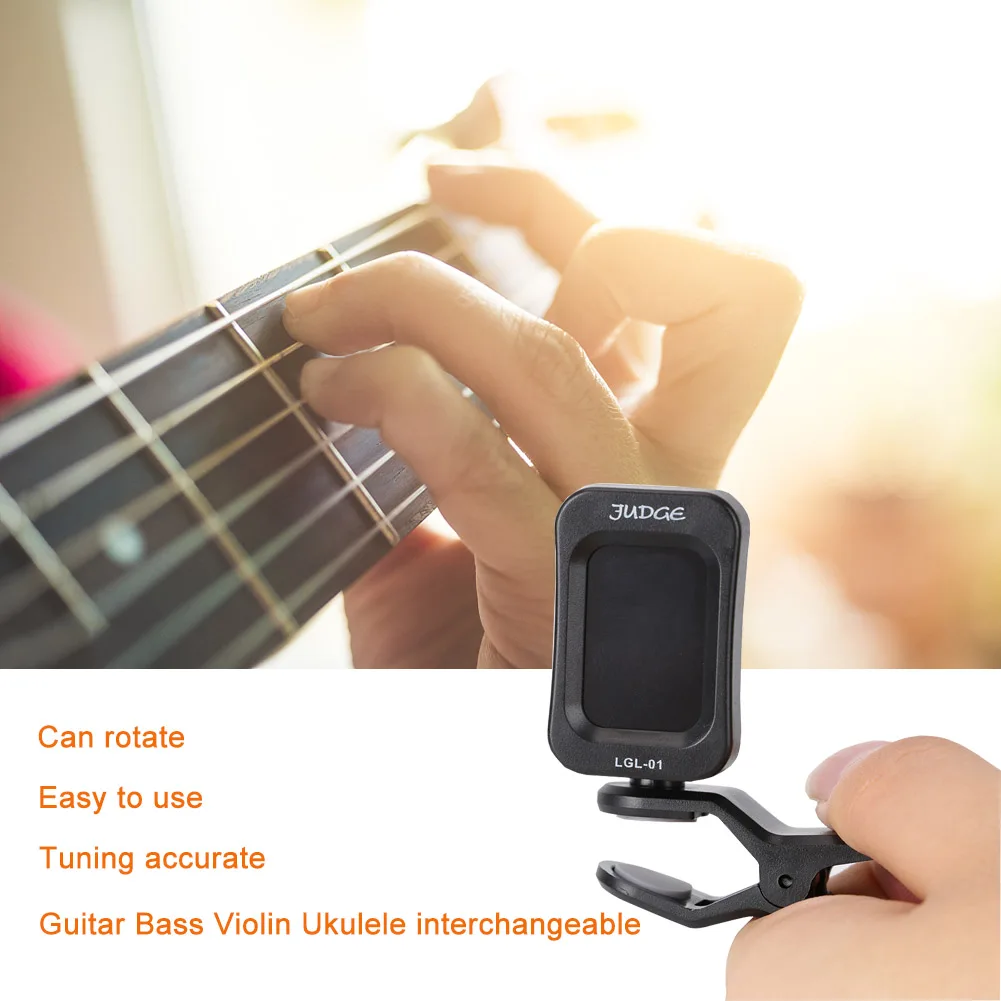 

Guitar Tuner Multifunction Portable Universal Digital Tuner Clip-On Chromatic Guitar Bass Ukulele Violin