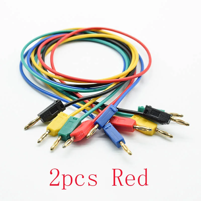 2pcs red 2 шт. 2 мм тестовая линия провода K2 Разъем типа "банан" припой хвост складной Стекируемый эксперимент кабель позолоченный Чистая медь 50 см - Цвет: 2pcs red