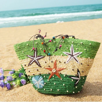 

stacy bag new arrivals hot popular for summer women handbag with star fish girl lady fashion straw bag single shoulder bag tote