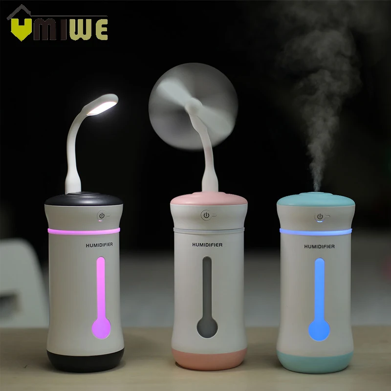 

3-in-1 Multifunction USB Car Air Humidifier Aroma Oil Diffuser with LED Night Light and Fan Portable Mist Humidifier for Home
