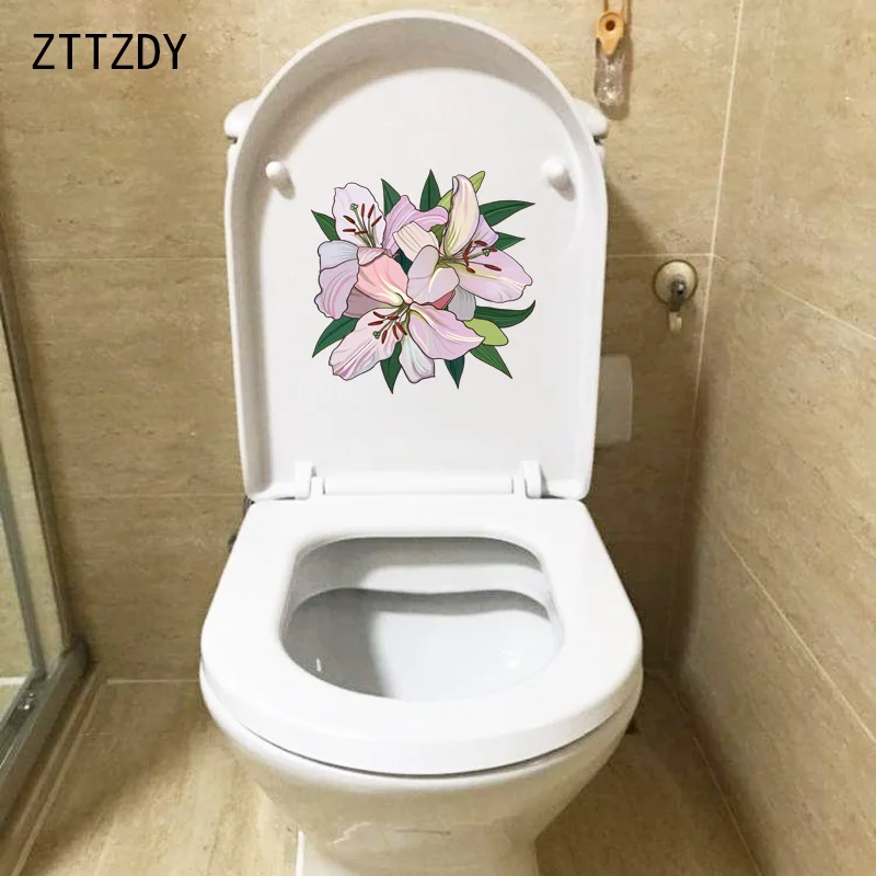 

ZTTZDY 21.3*21.5CM Creative Hand Drawn Lily Toilet Sticker Cartoon Bedroom Wall Decal Decoration T2-0592