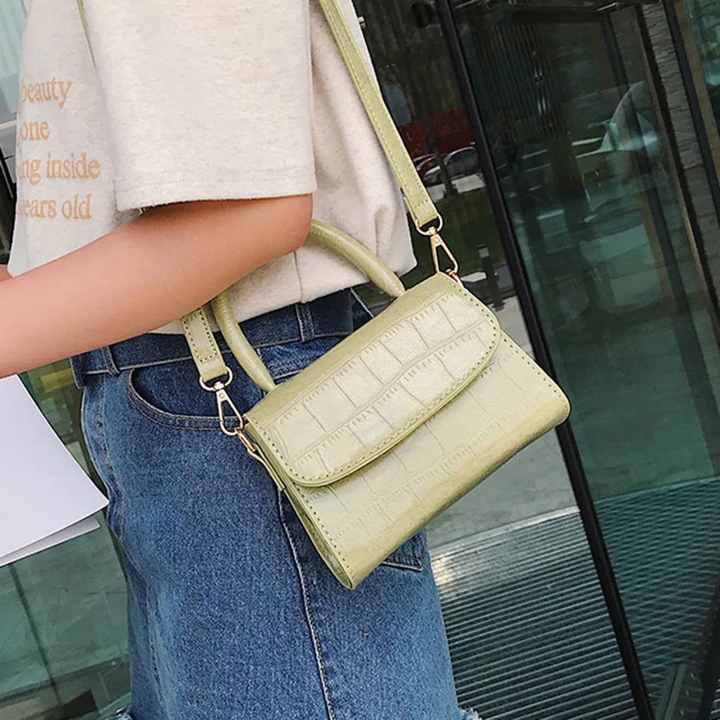 النساء حقائب كتف 2019 الأزياء الرجعية نقية اللون خمر حقائب يد جلدية رسول بلون بسيطة Crossbody حقيبة bolso