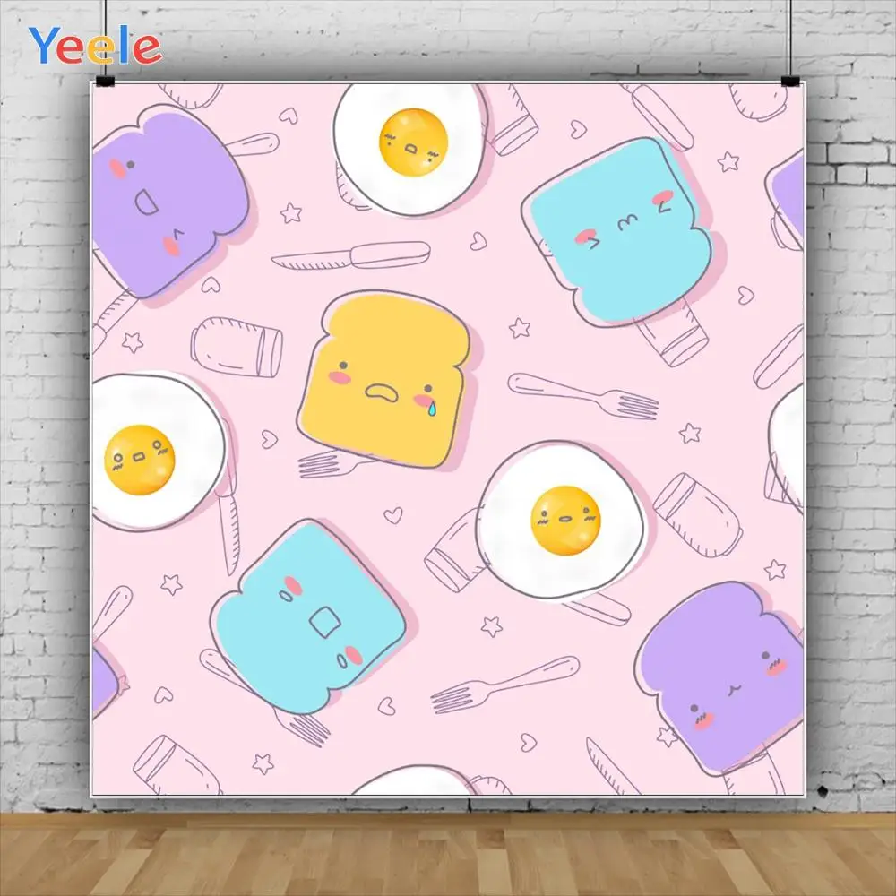 Yeele Sad Bread Egg Breakfast Little Birthday Party Customized Photography Backdrops Photographic Backgrounds For Photo Studio
