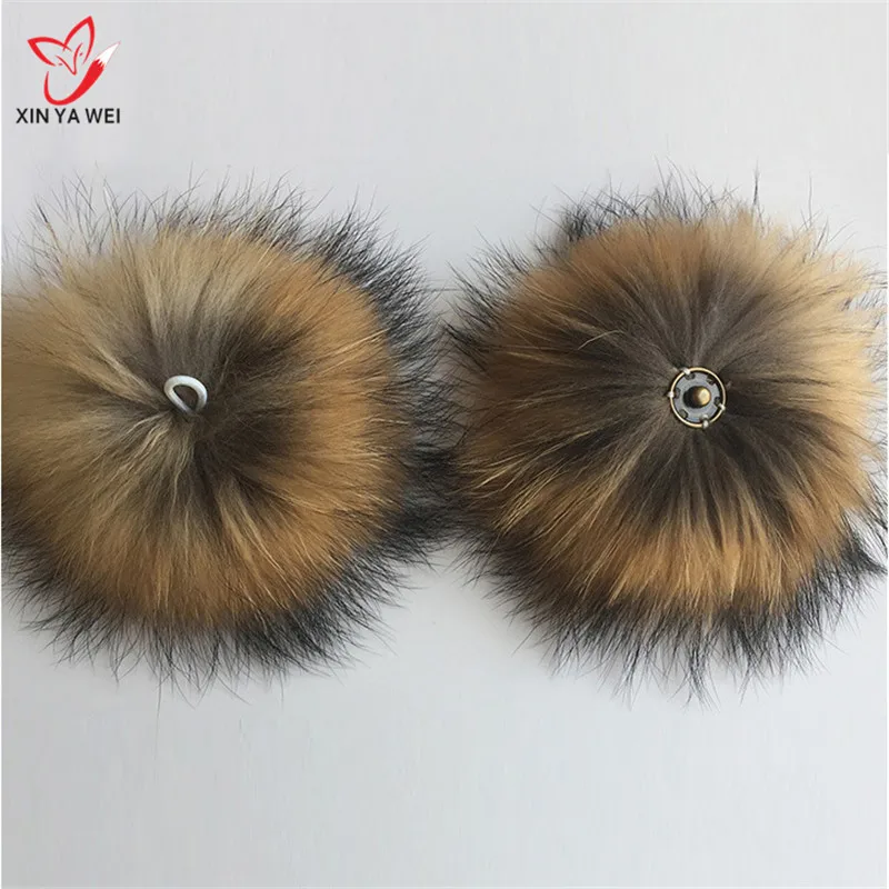 Настоящее енота Hairball Hat мяч Pom ручной работы DIY натуральный мех шар оптовая Кепки