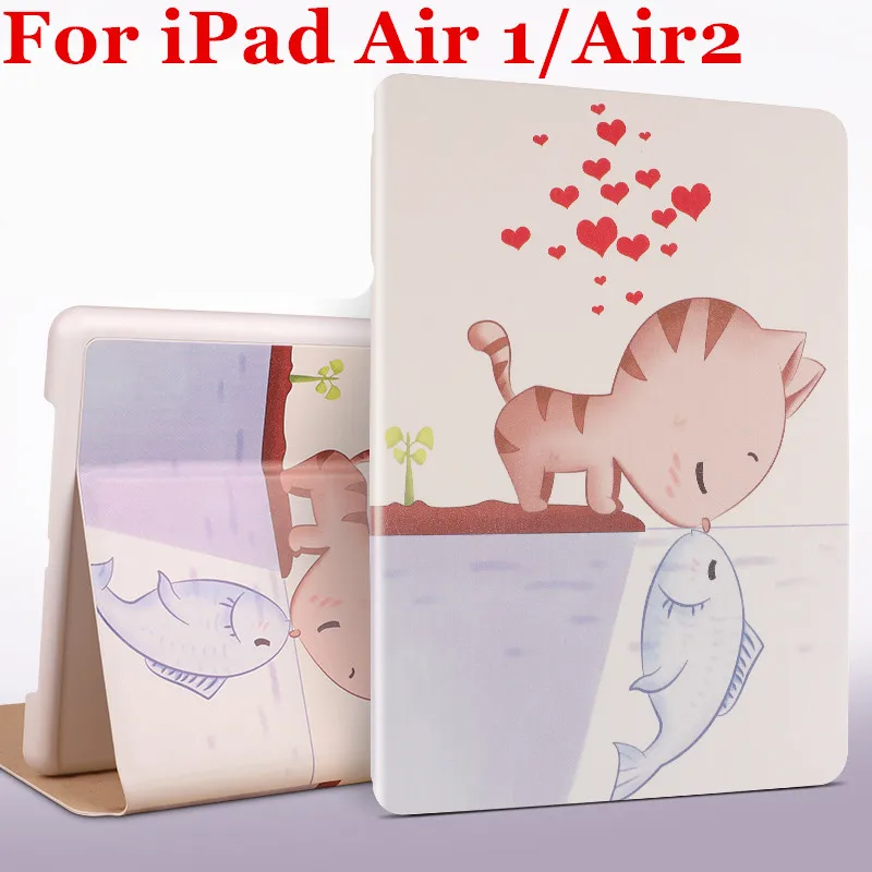 

Air Air2 Korean Style Cute Smart Flip Cover For iPad Pro 9.7" Air Air2 Tablet Case Cover Protective Shell Bag for lovers