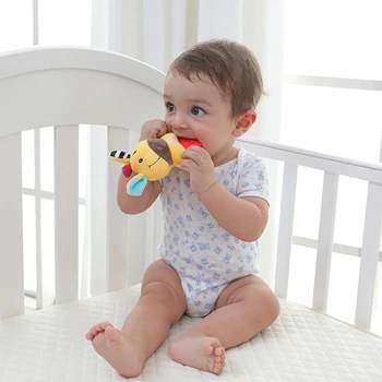 

Cute Baby Newborns Bed Stroller Hanging Toys Teether Baby Rattle Mobiles Plush Animal Pram Toys Early Education Kids