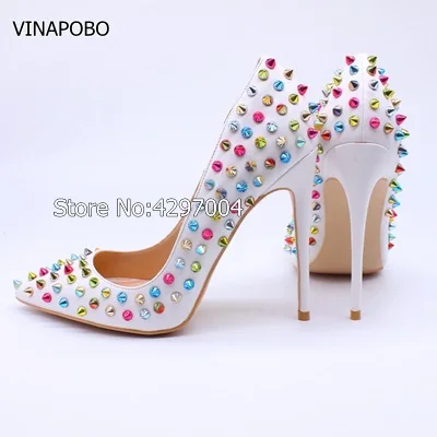 1Free-shipping-fashion-women-pumps-white-matt-multi-studded-spikes-pointed-toe-high-heels-sandals-shoes (3)