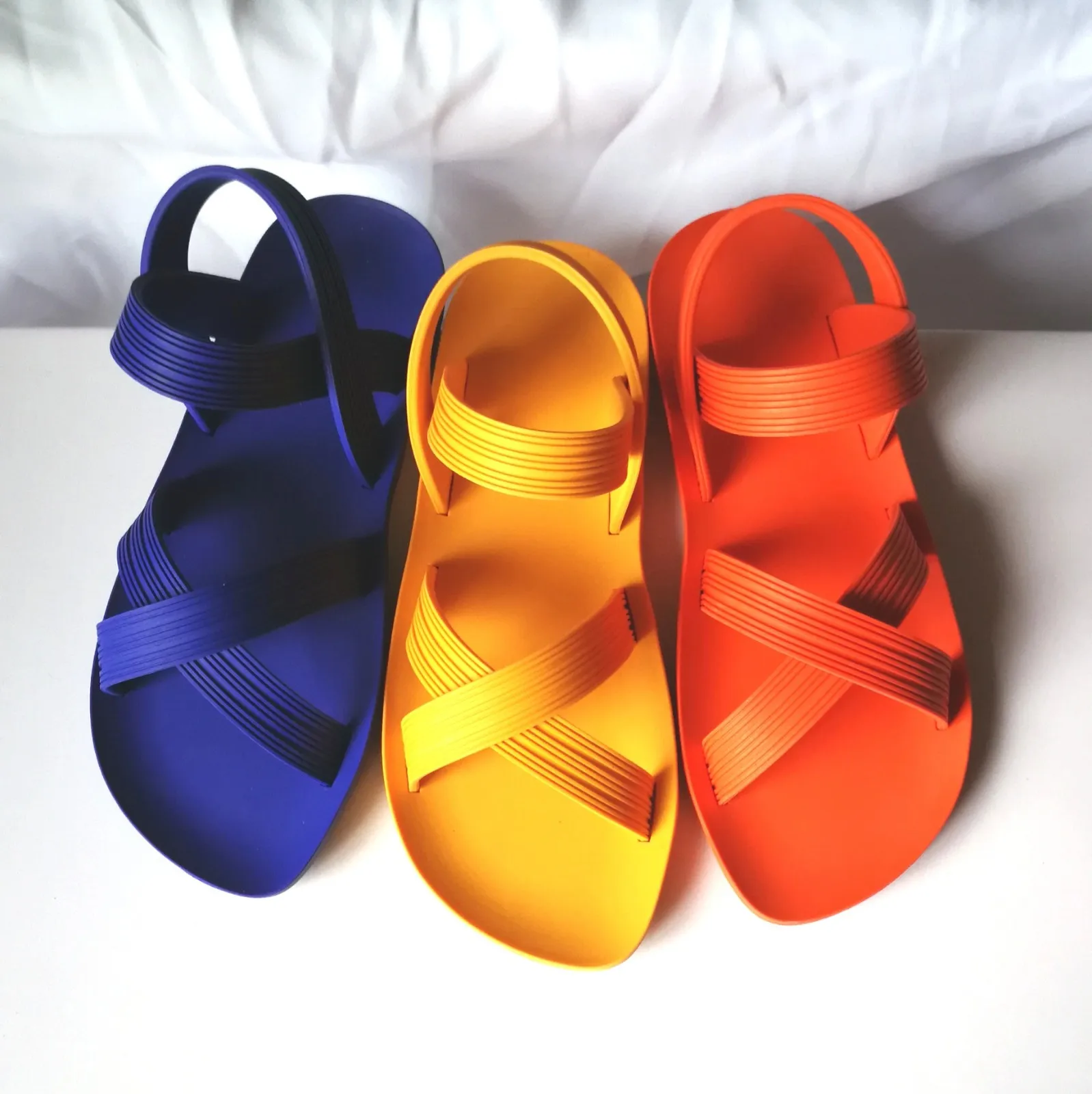 

Rosy Red Blue Orange Women Jelly Shoes Summer Flat Soft Rubber Beach Shoes Casual Ladies Sandals Size 40