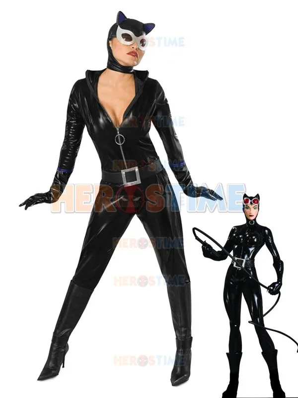 

(SUP927) Shiny Metallic Catwoman Catsuit Cosplay Superhero Zentai Halloween Party Costume