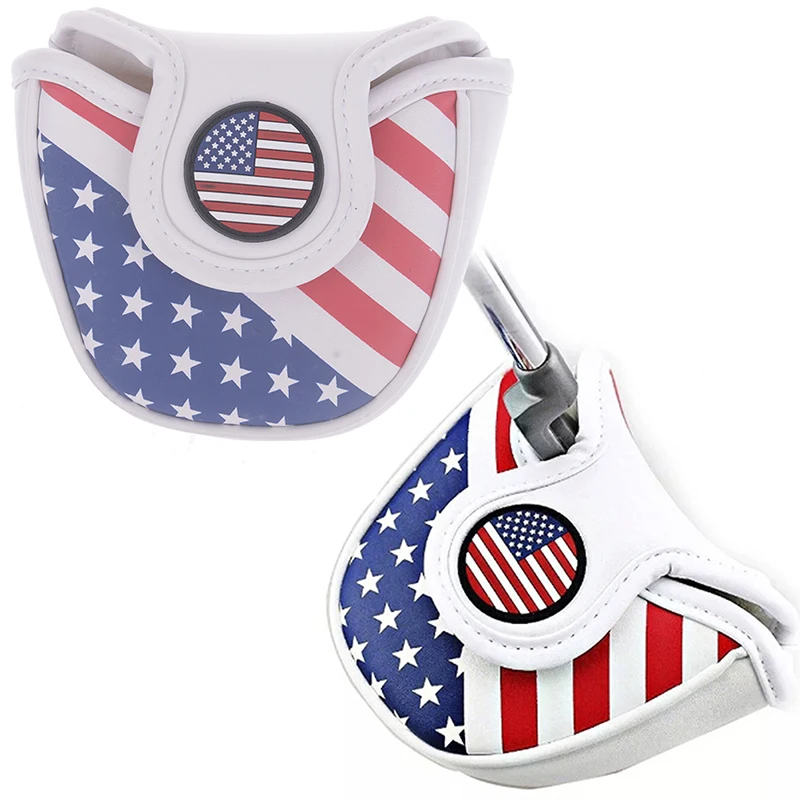 

1pc Magnetic Closure Customized Golf Mallet Putter Covers Headcover Synthetic Leather Multi Color US Flag Design