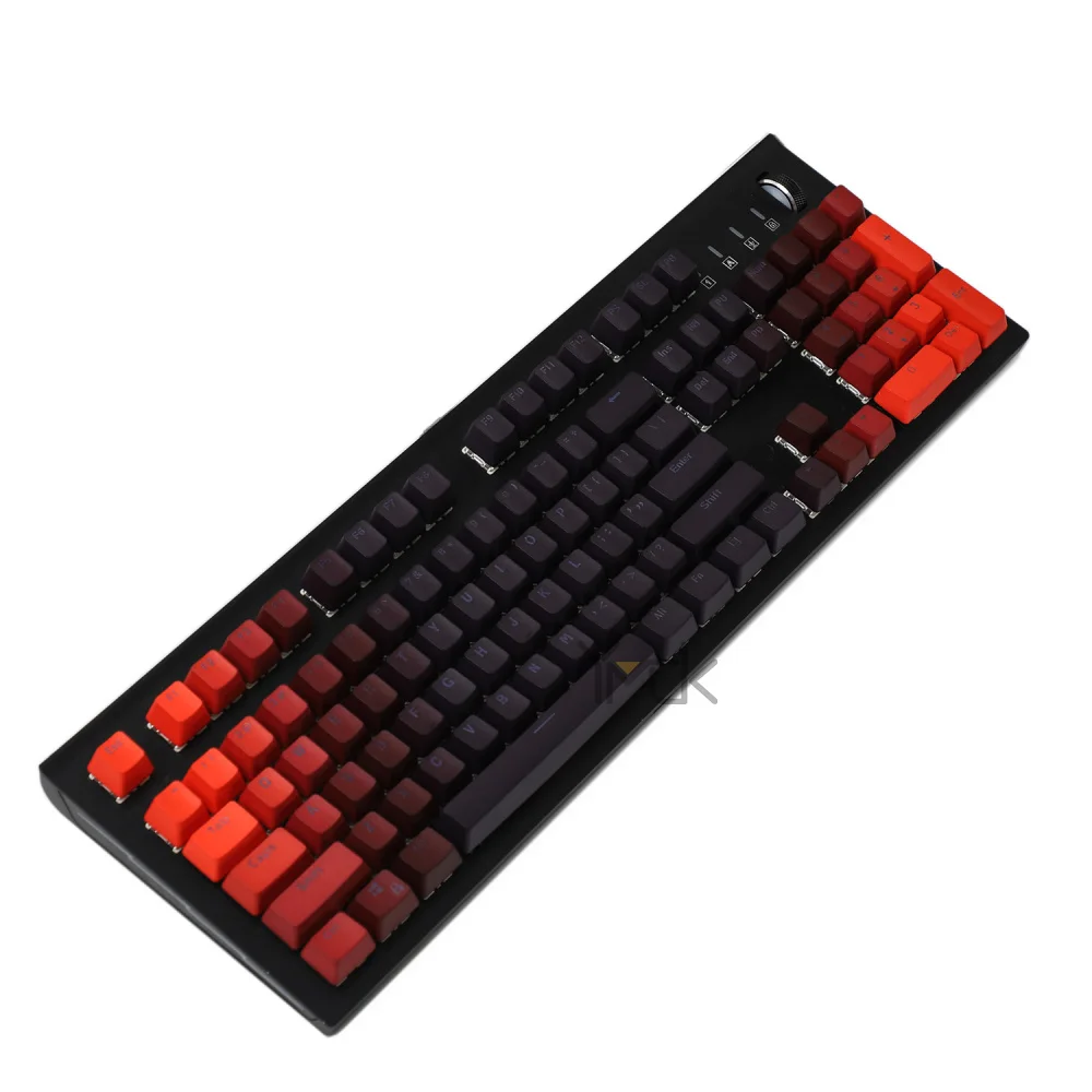 YMDK Double Shot 104 окрашенный PBT блестящий набор ключей OEM профиль набор ключей для Cherry MX переключатели механическая клавиатура 104 87 61 - Цвет: Red Black gradient