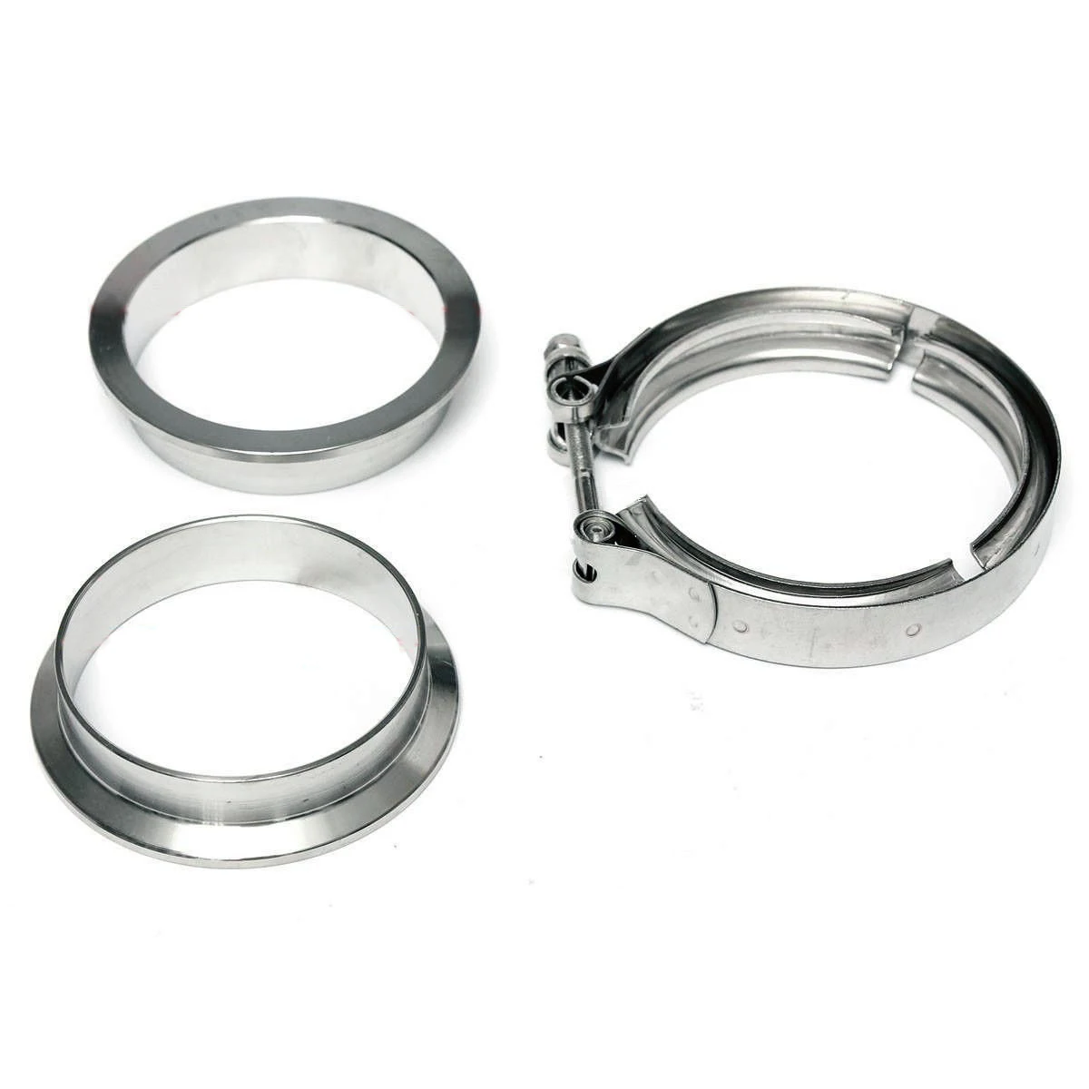 

LIXF Stainless Steel V Band Flat Flange Clamp Kit Assembly - 3 Inch Inner 76mm V Band Clamp and Flange Kit Male & Female Set