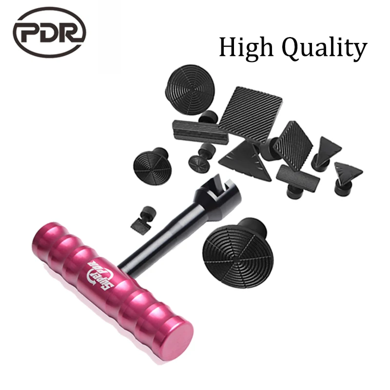 

Super PDR Kit Small Red T Dent Puller Slide Hammer Hand Lifter Suction Cup Glue Tabs For Dent Removal Paintless Dent Repair