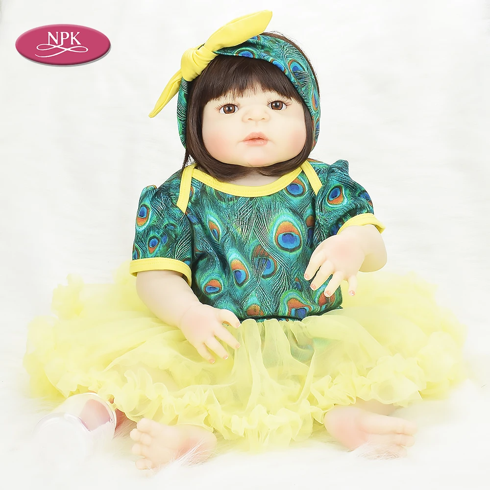 

NPK Full Silicone Reborn Girl Baby Doll Toys 55CM Lifelike Princess Toddler Fashion Doll Realistic Bonecas Vinyl Reborn Girls