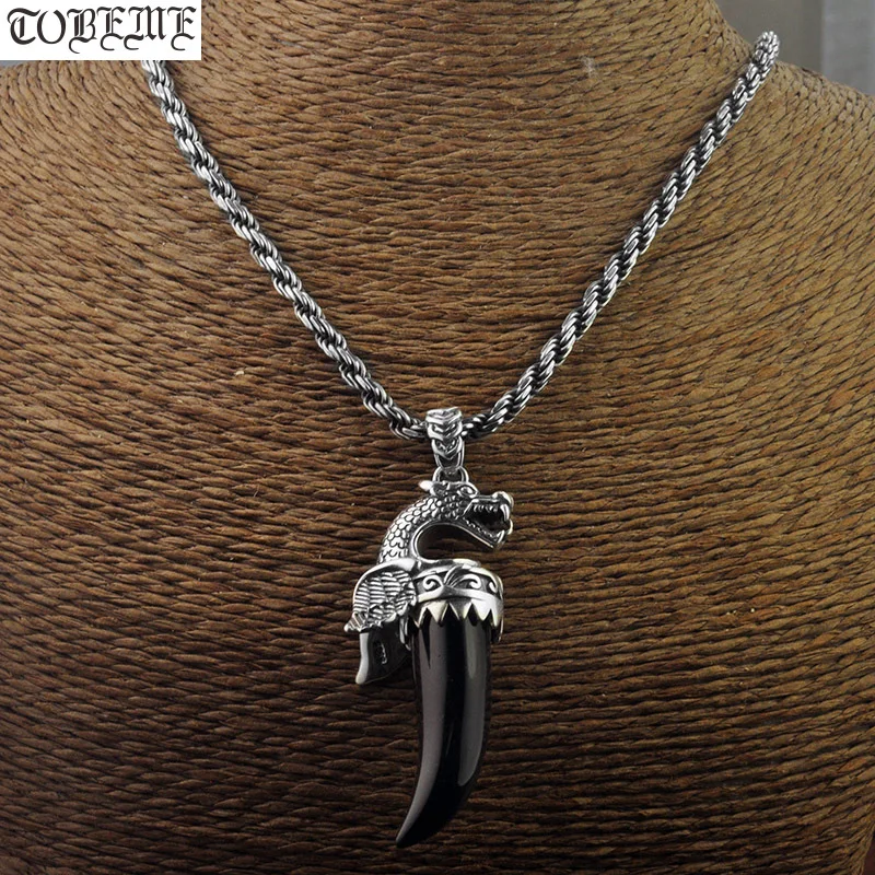 

100% 925 Silver Dragon Pendant Necklace 925 Sterling Power Dragon Pendant Necklace Dragon Good Luck Pendant Necklace