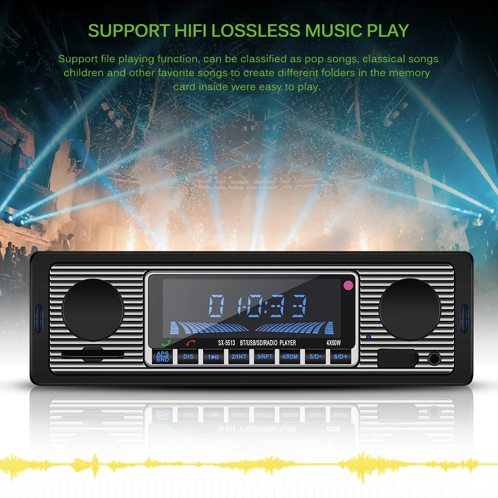 Onever Авторадио Bluetooth автомобильный стерео аудио 1DIN плеер в-dash FM MP3 радио плеер с AUX-IN USB DC 12 В с пультом дистанционного управления