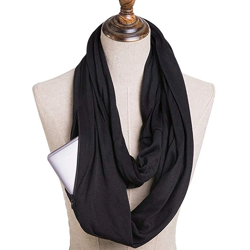 2019 Scarves Solid Soft Pocket Loop Scarf Warm Infinity Scarf All-match For Women Men Ring Scarves Fashion Style