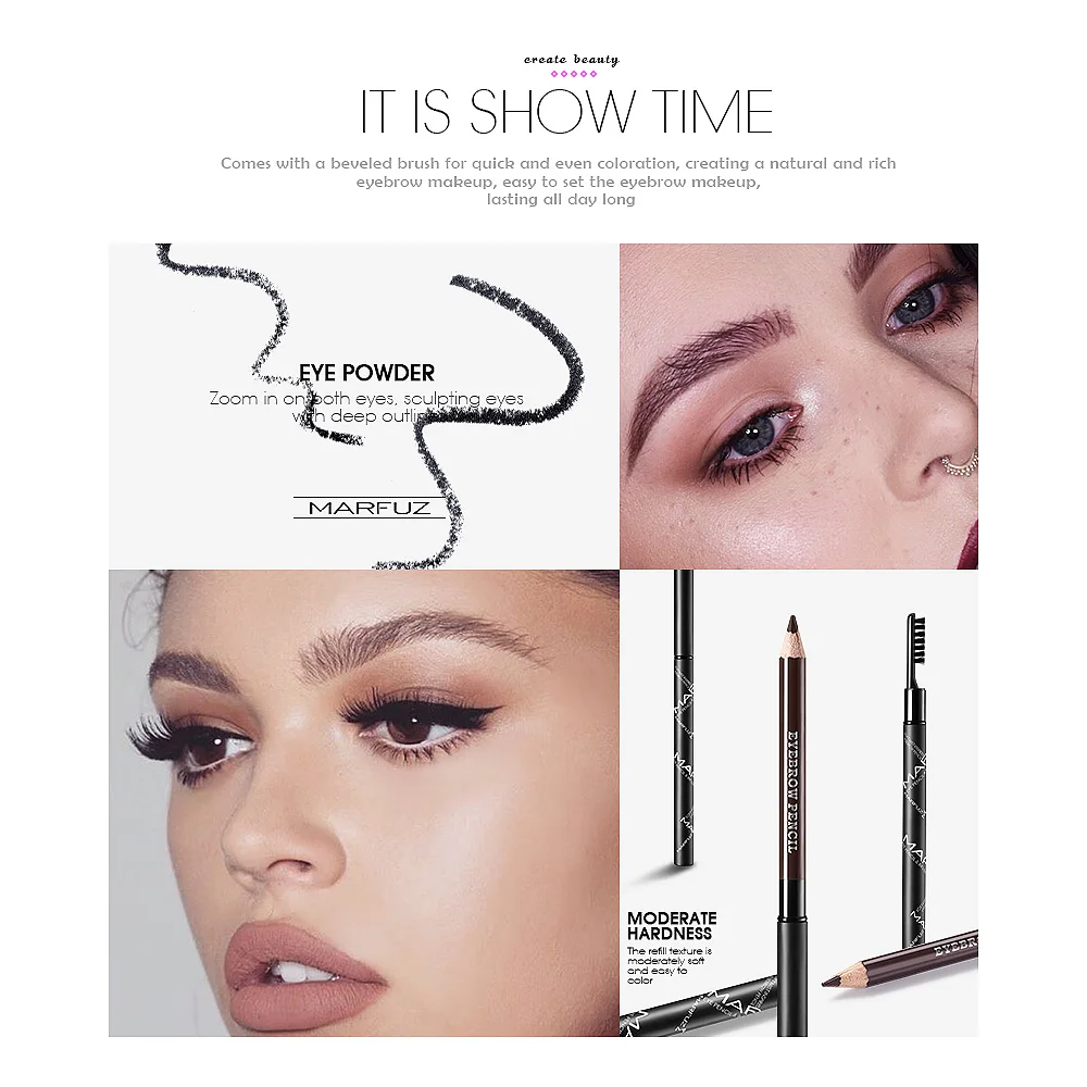 

Eyebrow shadows Waterproof Longlasting Soft And Smooth Fashion Eyebrow Pencil & Brush Eye Brow Makeup Tools JYLMF09
