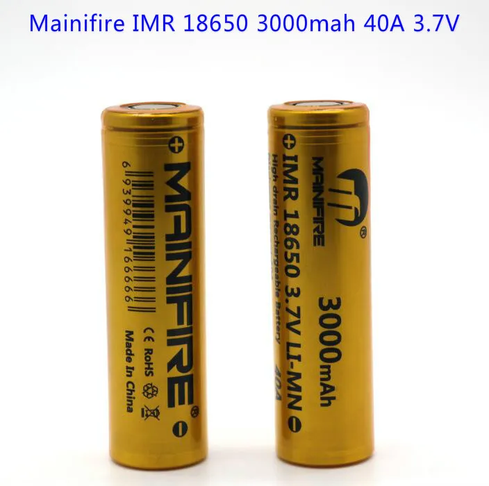 Mainifire 18650 3000 mAh 40A 3,7 v литий-ионная аккумуляторная батарея 18650 40amp 3000 mah для fit e cig.(1 шт