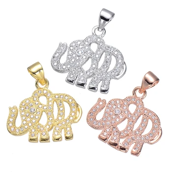 

Supplies For Jewellery Wholesale Micro Pave Zircon Rhinestones Gold Rose Gold Elephant Charm Pendants For Making Jewelry
