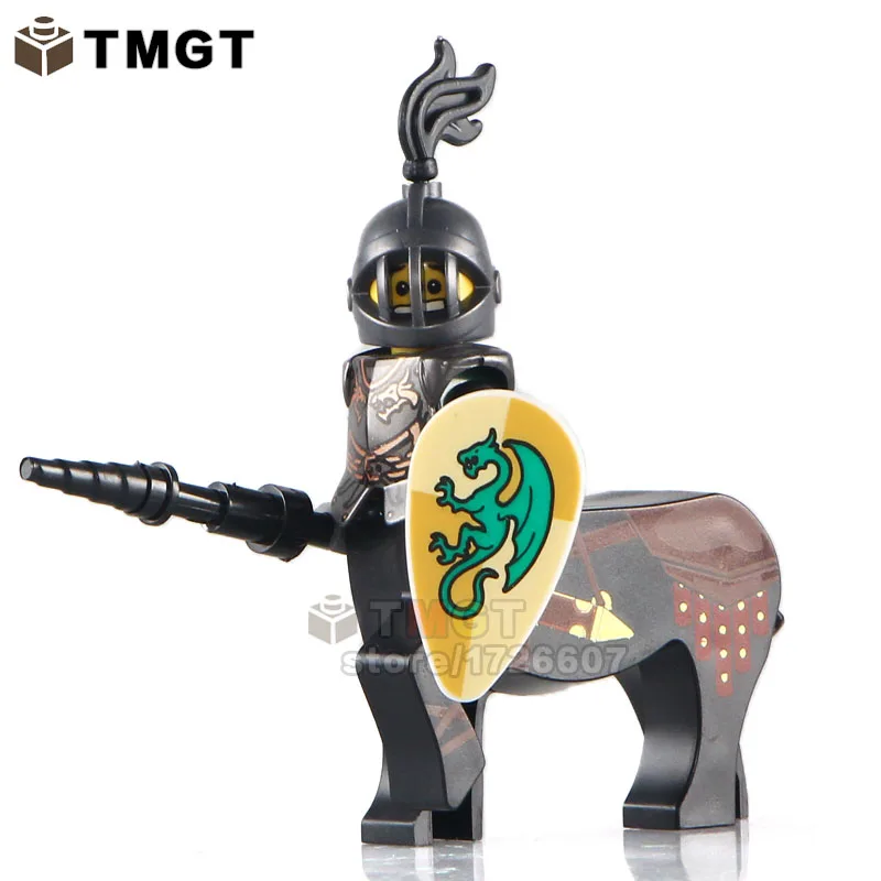 Зеленый дракон лошадь AX8802 Скелет лошади средневековый замок Рыцари Властелин колец строительные блоки игрушки для детей Подарки - Цвет: Светло-розовый
